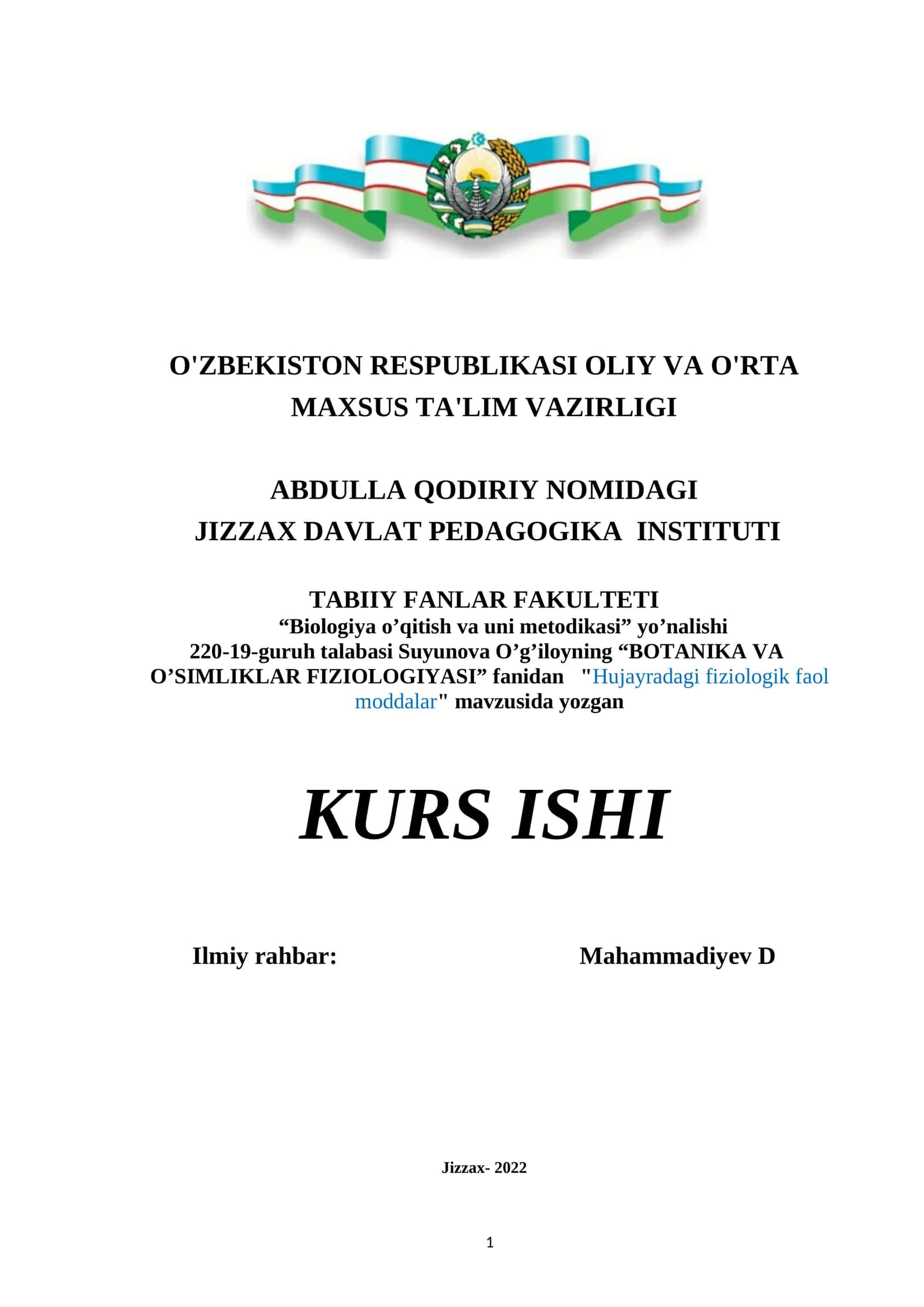 HUJAYRADAGI FIZIOLOGIK FAOL MODDALAR 1