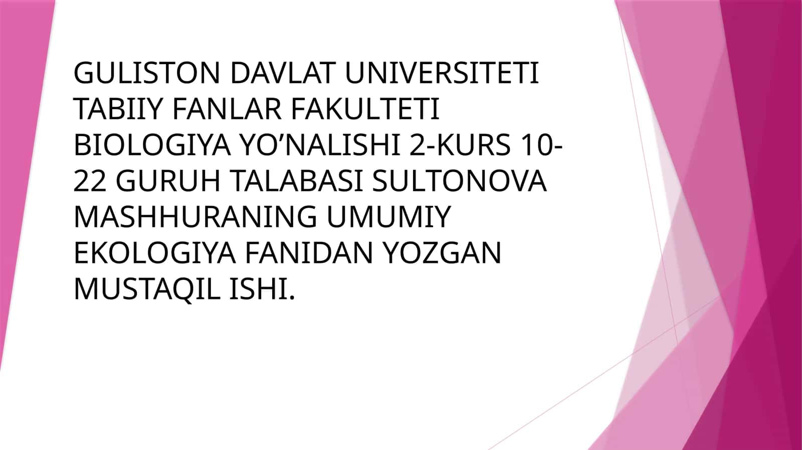 Umumiy ekologiya maqsad va ma'nolari 1