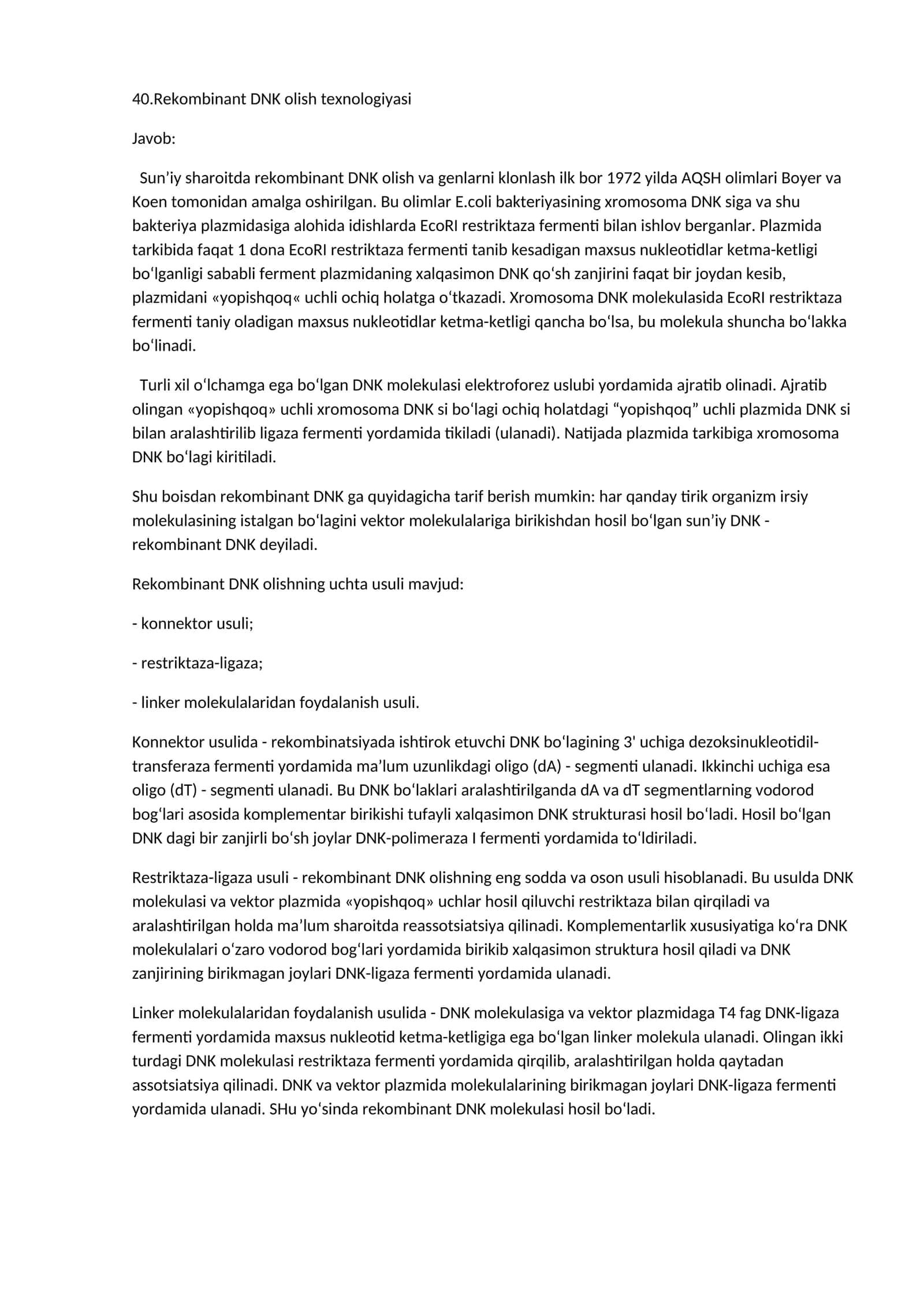 Rekombinant DNK olish texnologiyasi 1