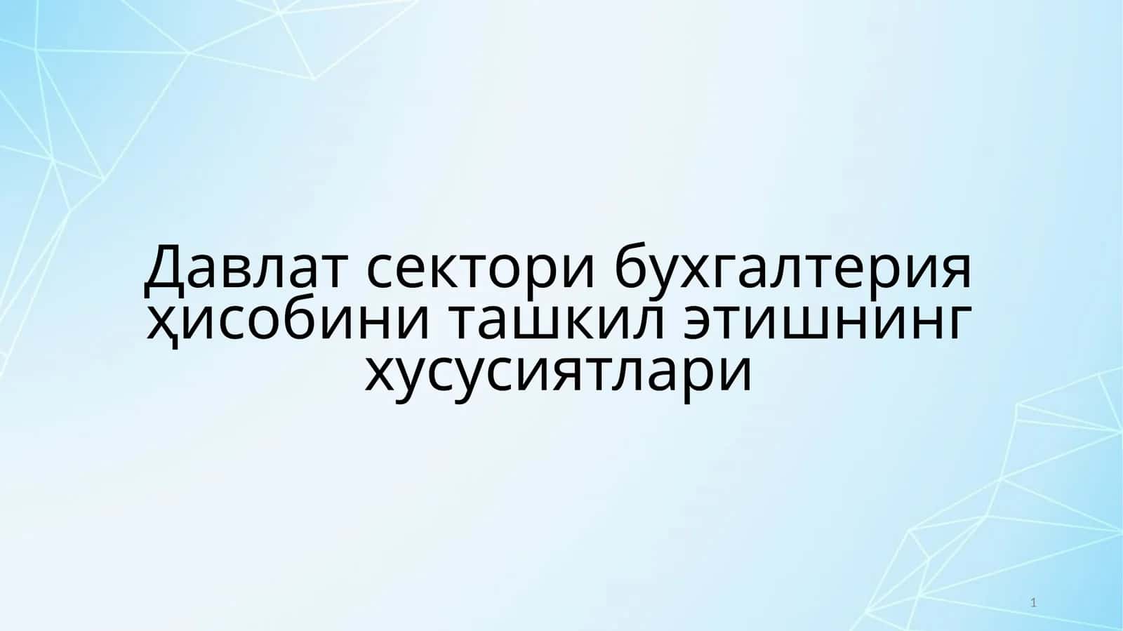 Давлат сектори бухгалтерия ҳисобини ташкил етишнинг хусусиятлари 1