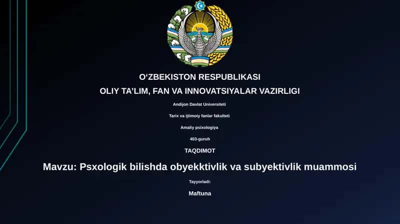 Psixologik bilishda obyekktivlik va subyektivlik muammosi 1