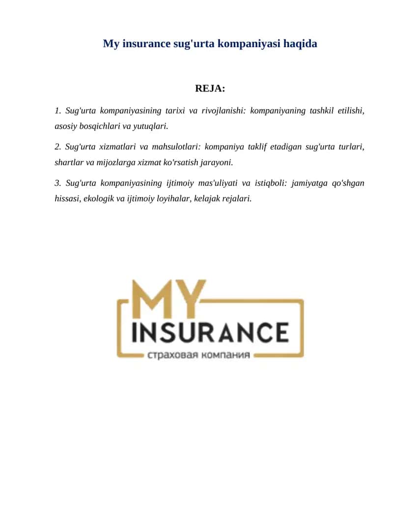 My Insurance sug'urta kompaniyasi 1