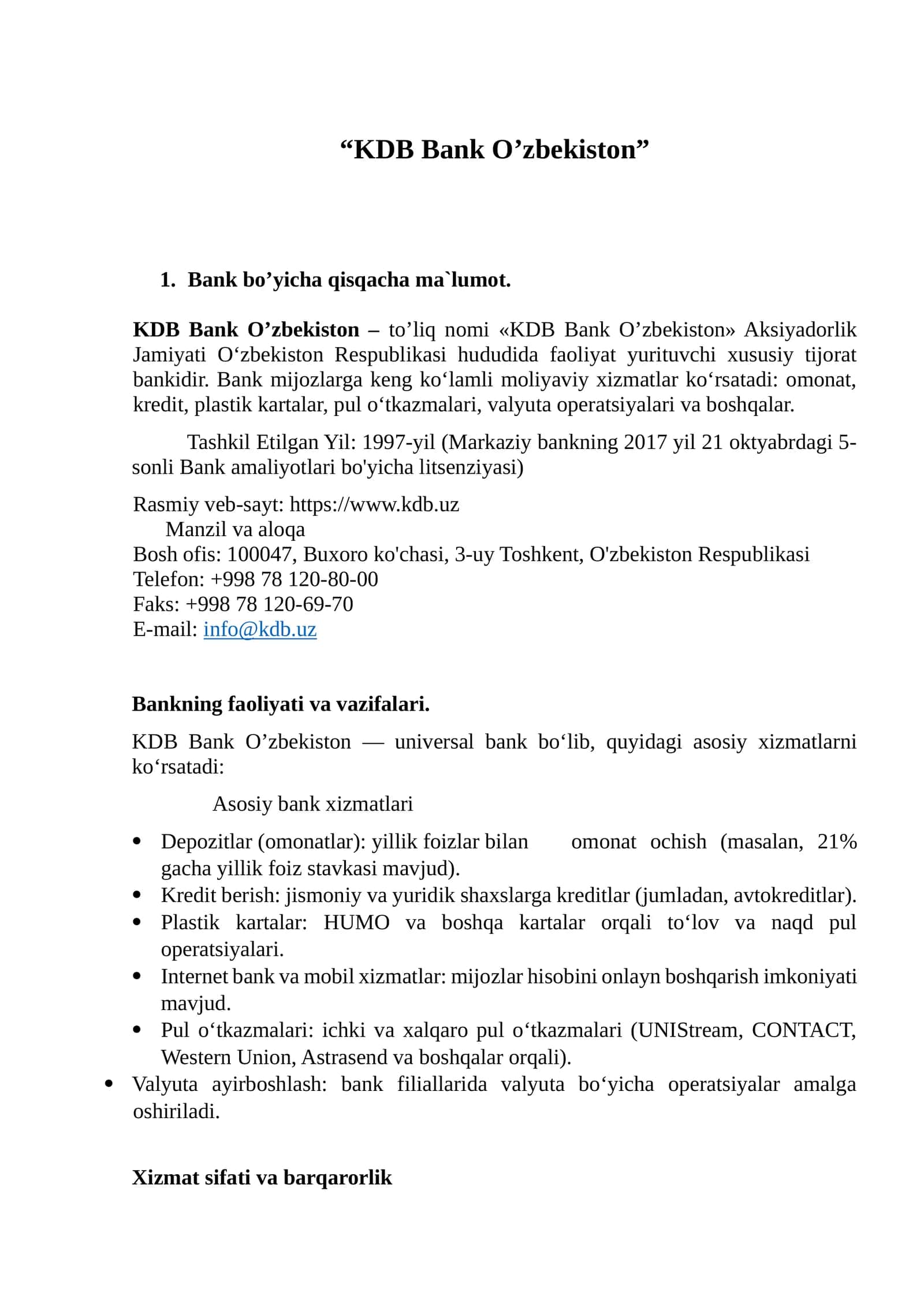 KDB Bank O'zbekiston 1