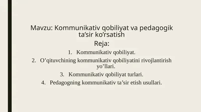 Kommunikativ qobiliyat va pedagogik tasir ko`rsatish 1