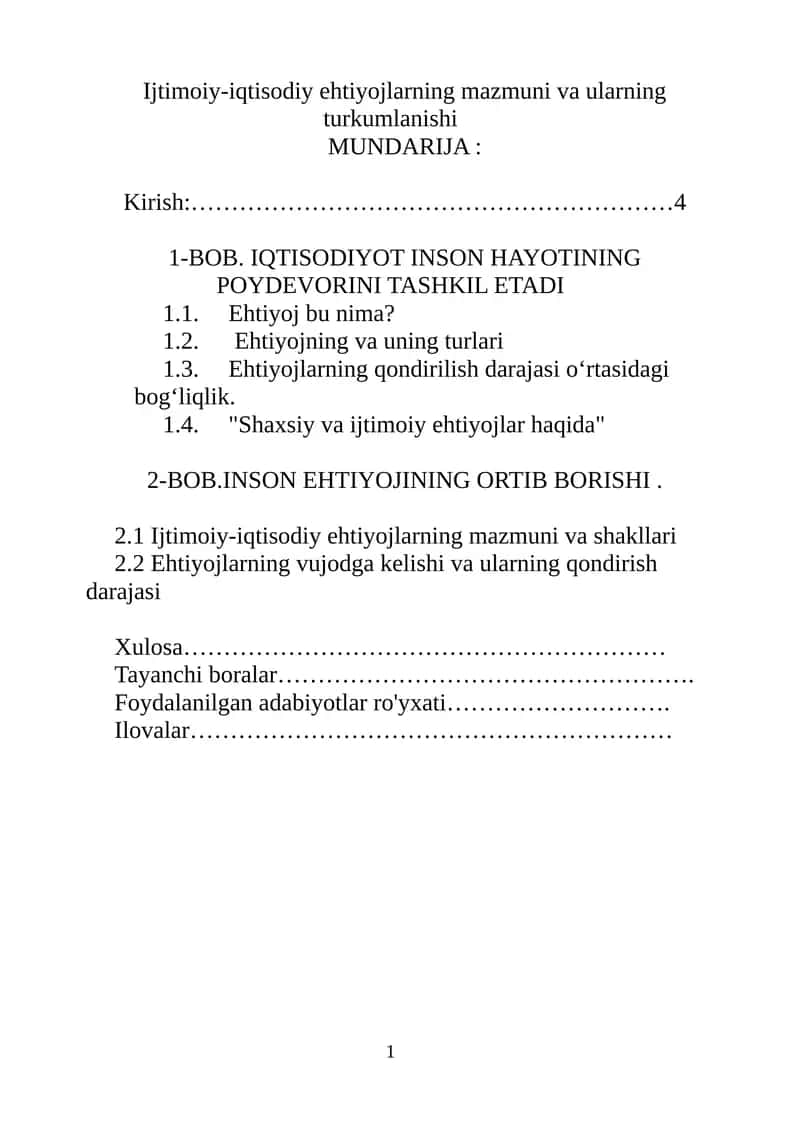 Ijtimoiy-iqtisodiy ehtiyojlarning mazmuni va ularning turkumlanishi 1