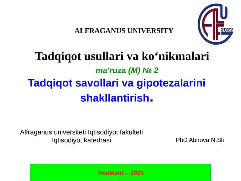 Tadqiqotsavollarivagipotezalarinishakllantirish