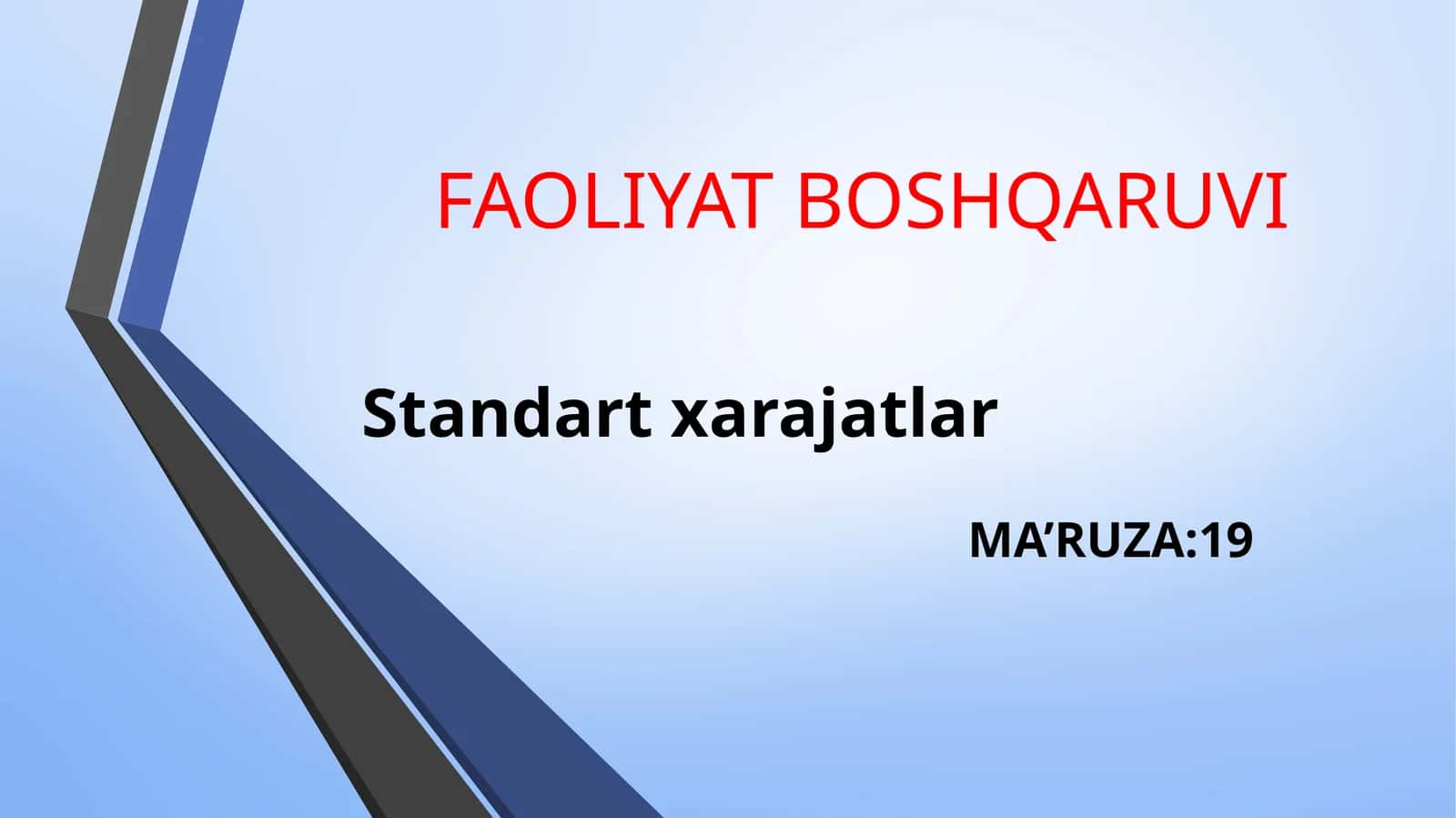 Standart xarajatlardan foydalanish 1