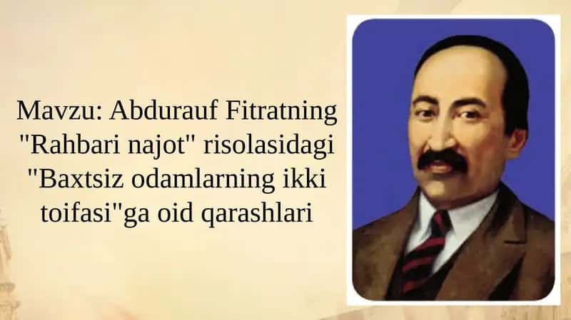 Abdurauf Fitratning "Rahbari najot" risolasidagi "Baxtsiz odamlarning ikki toifasi"ga oid qarashlari 1