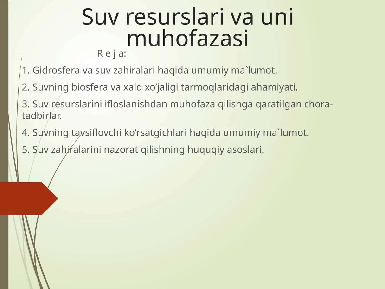 Suv resurslari va uni muhofazasi 1