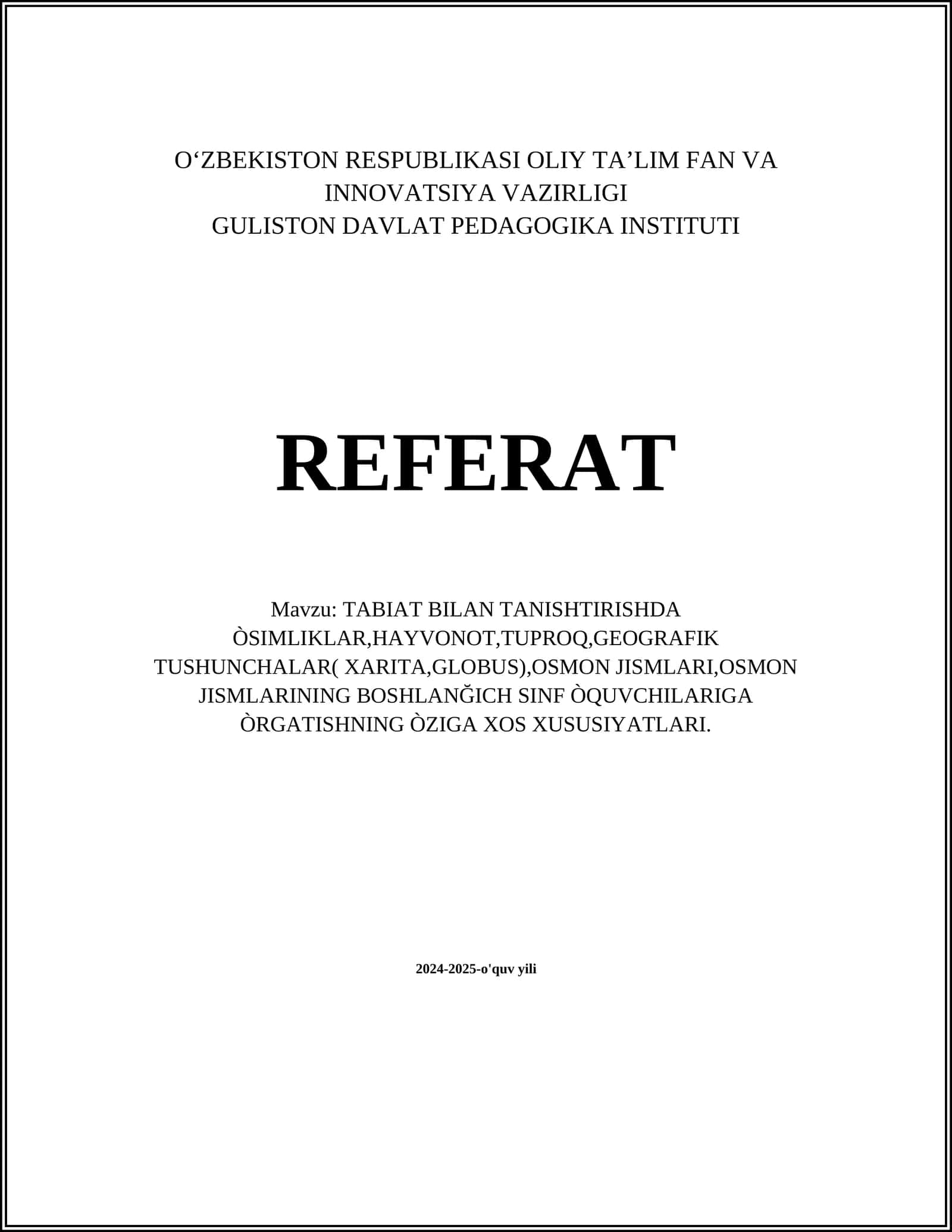 O'simliklar biologiyasi va ularning tabiiy muhiti 1
