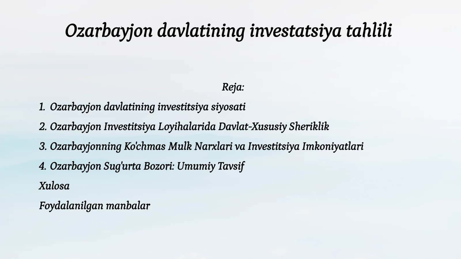 Ozarbayjonning Ko'chmas Mulk Narxlari va Investitsiya Imkoniyatlari 1