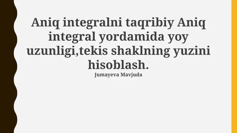 Aniq integralni taqribiy 1