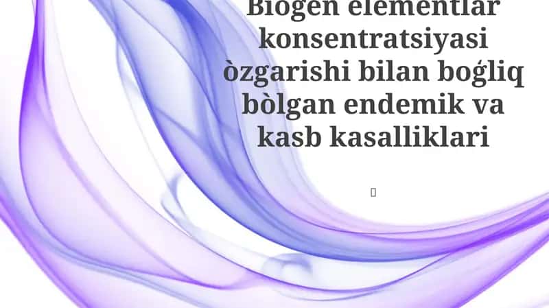 Biogen Elementlarning Tezgarishlari va Kasalliklarning Paydo Bo'lishi 1