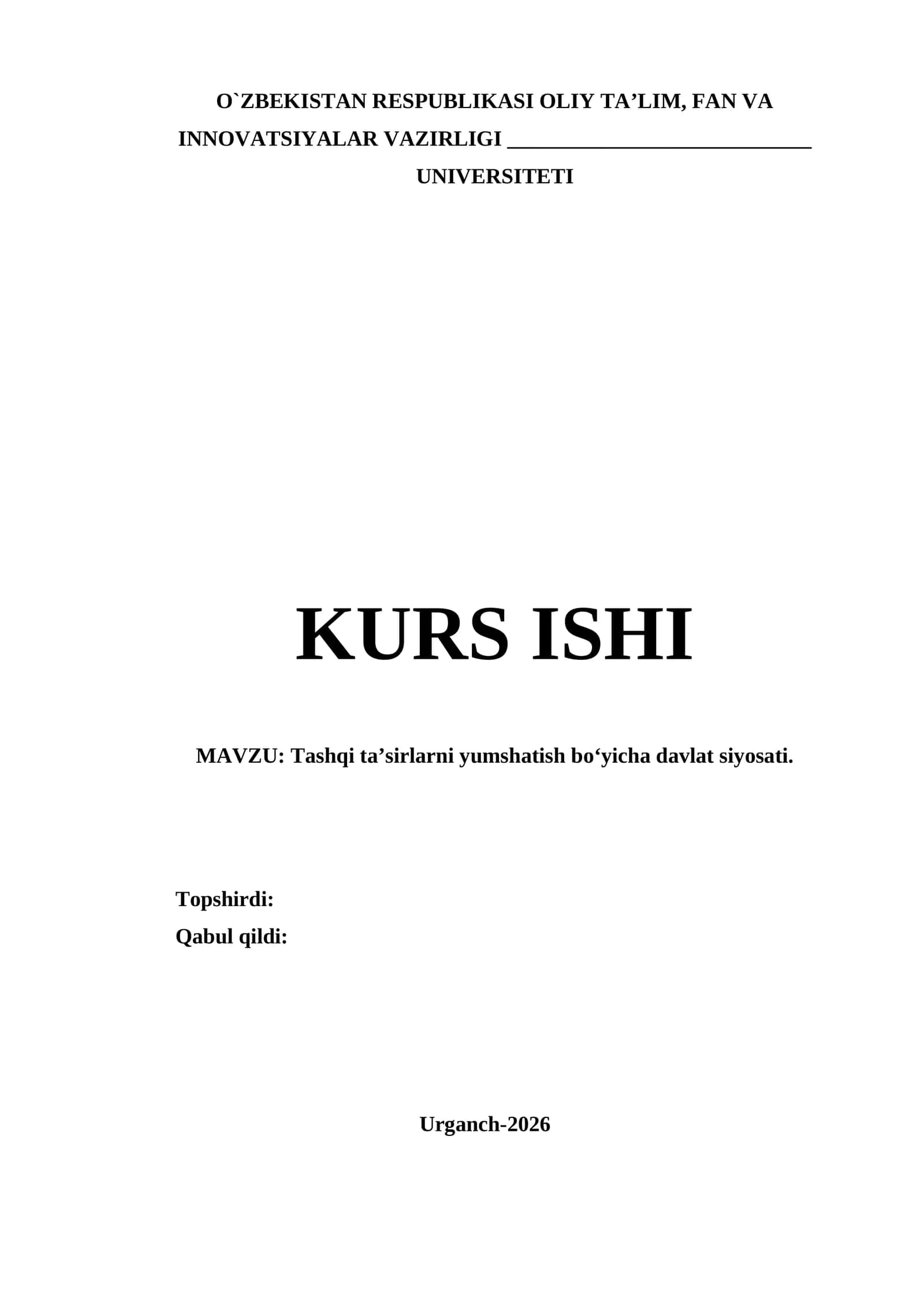Tashqi ta’sirlarni yumshatish bo‘yicha davlat siyosati 1