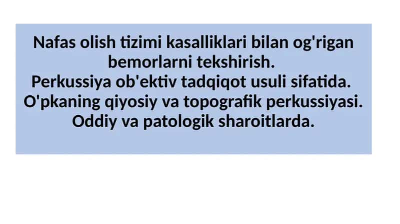 Nafas olish tizimi kasalliklari 1
