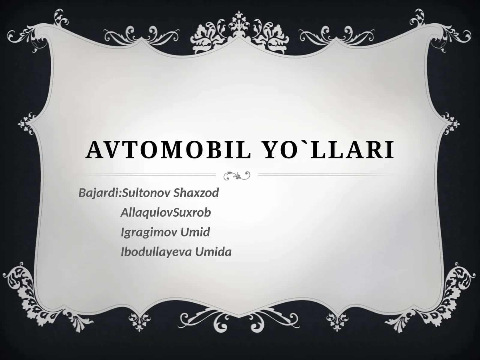 Avtomobilyo`llari 1