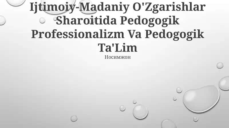 Pedogogik Professionalizm Va Pedogogik Ta'Lim 1