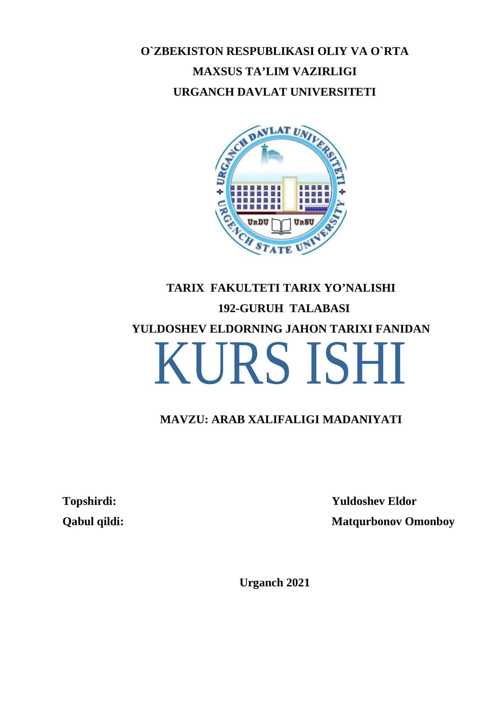 Arab xalifaligi madaniyati 1