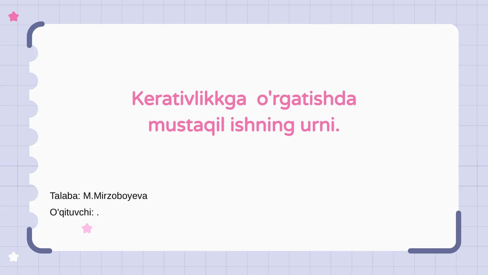 Kerativlikkga o'rgatishda mustaqil ishning urni 1