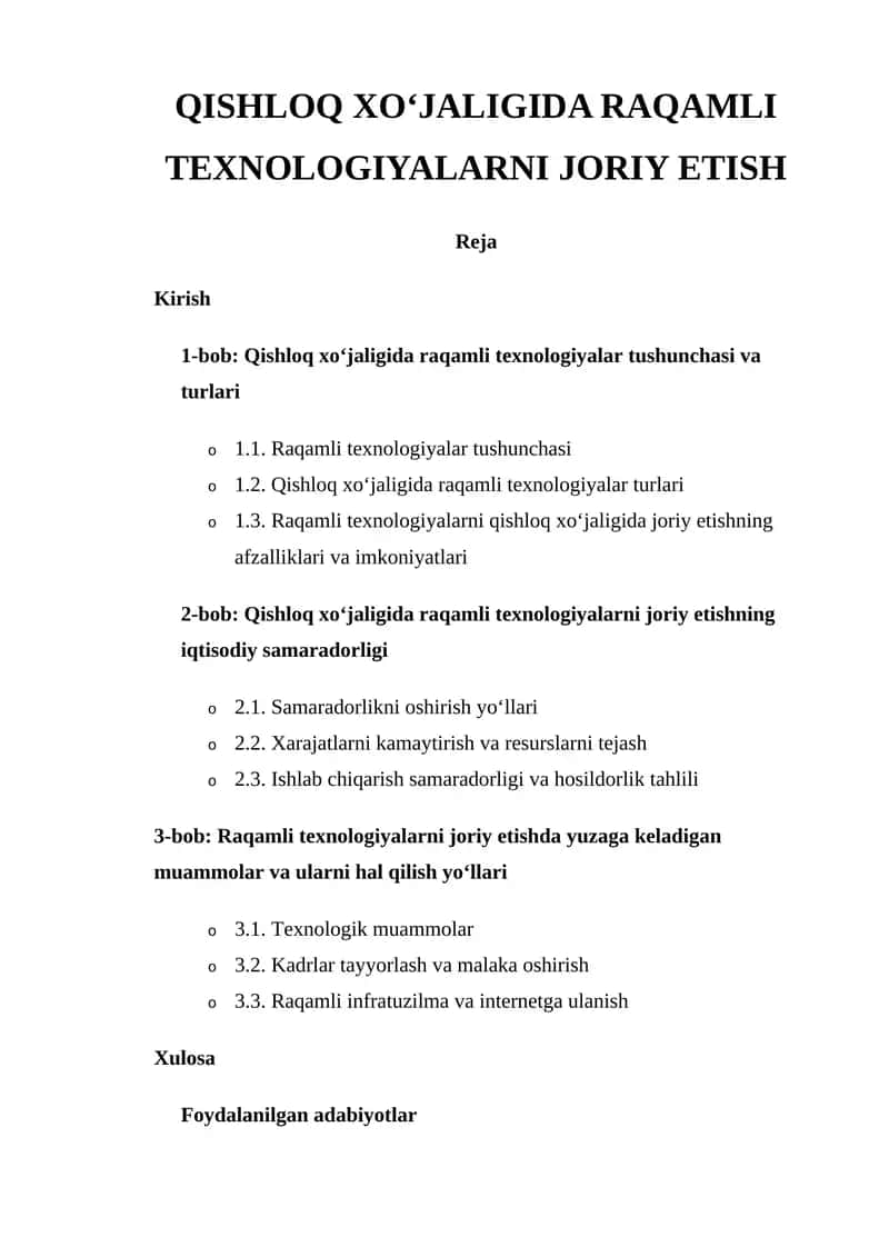 QISHLOQ XO'JALIGIDA RAQAMLI TEXNOLOGIYALARNI JORIY ETISH 1