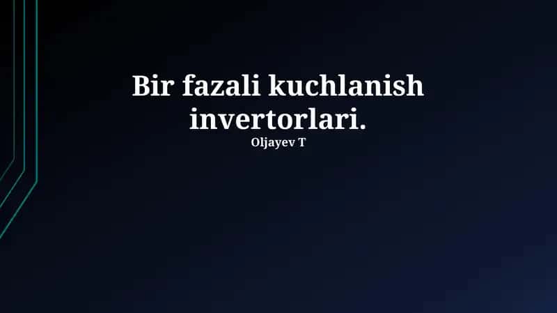 Bir fazali kuchlanish invertorlari 1