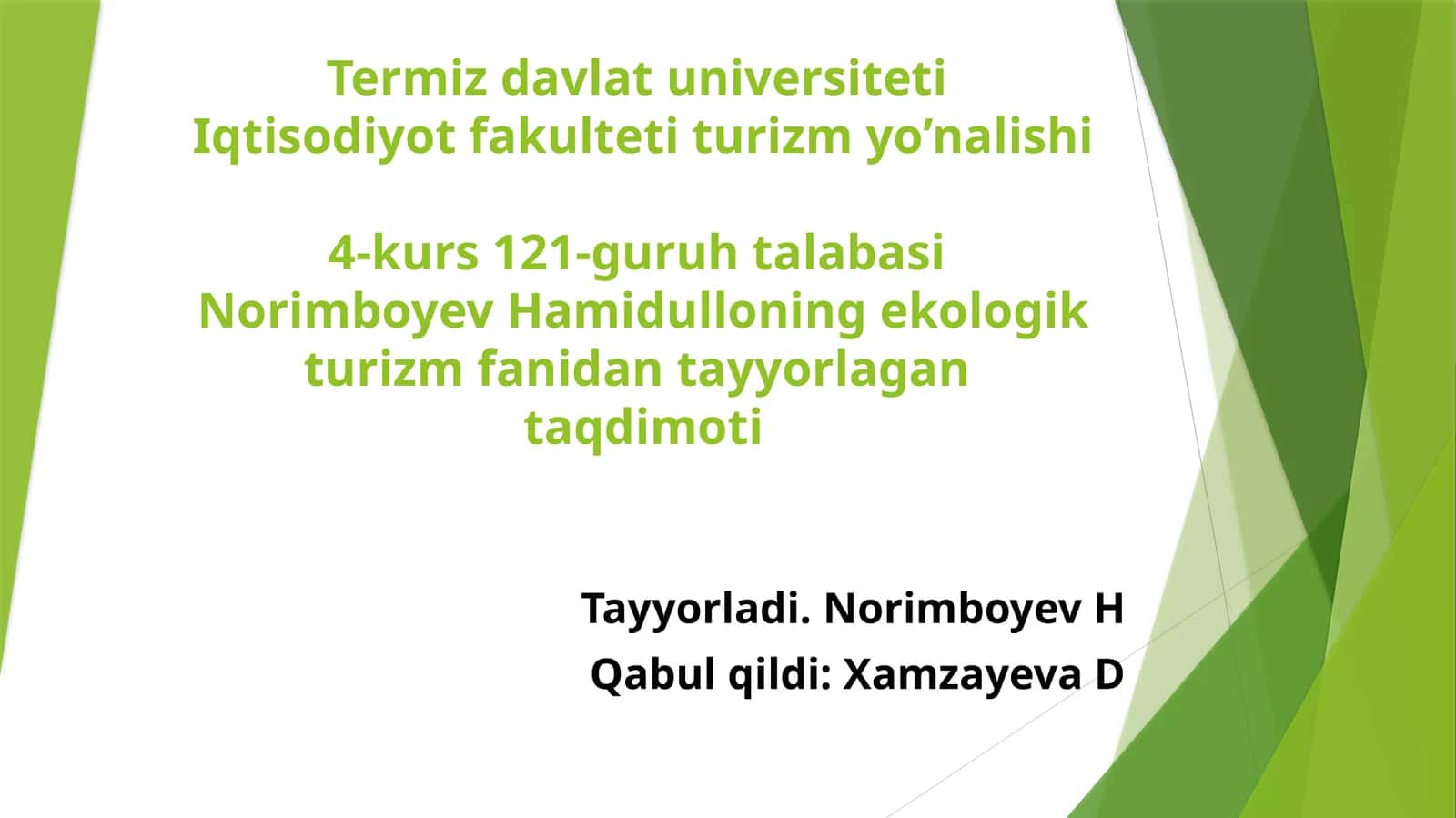 Ekoturizm RIVOJLANGAN XORIJ DAVLATLARINING TAJRIBALARI 1