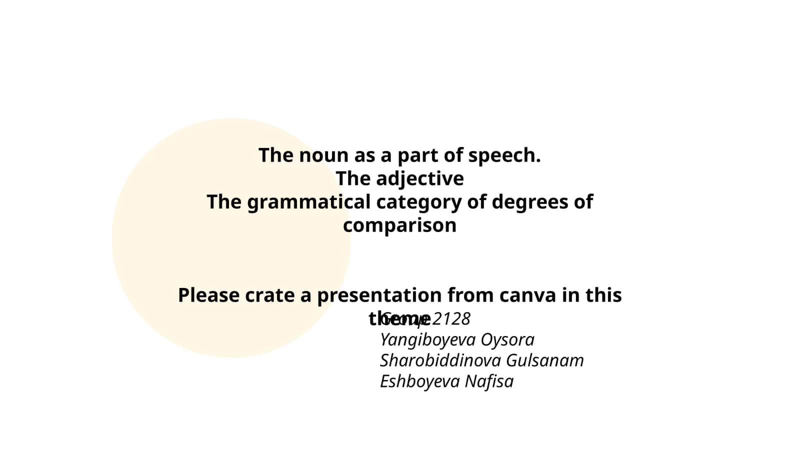 Presentation on Parts of Speech 1