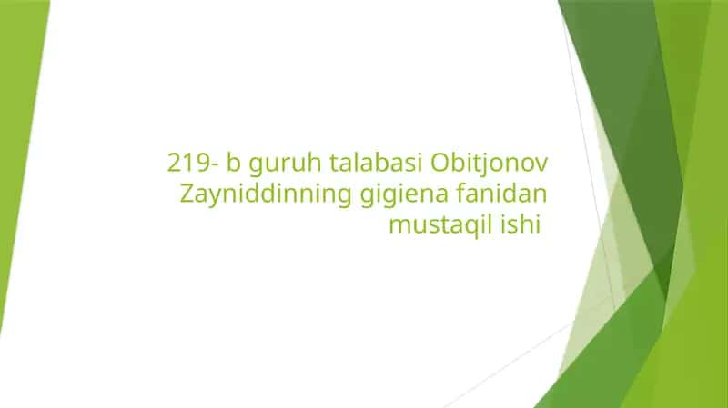 Oziqlanishning gigienik asoslari 1