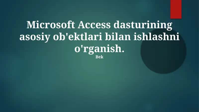 Microsoft Access dasturi 1