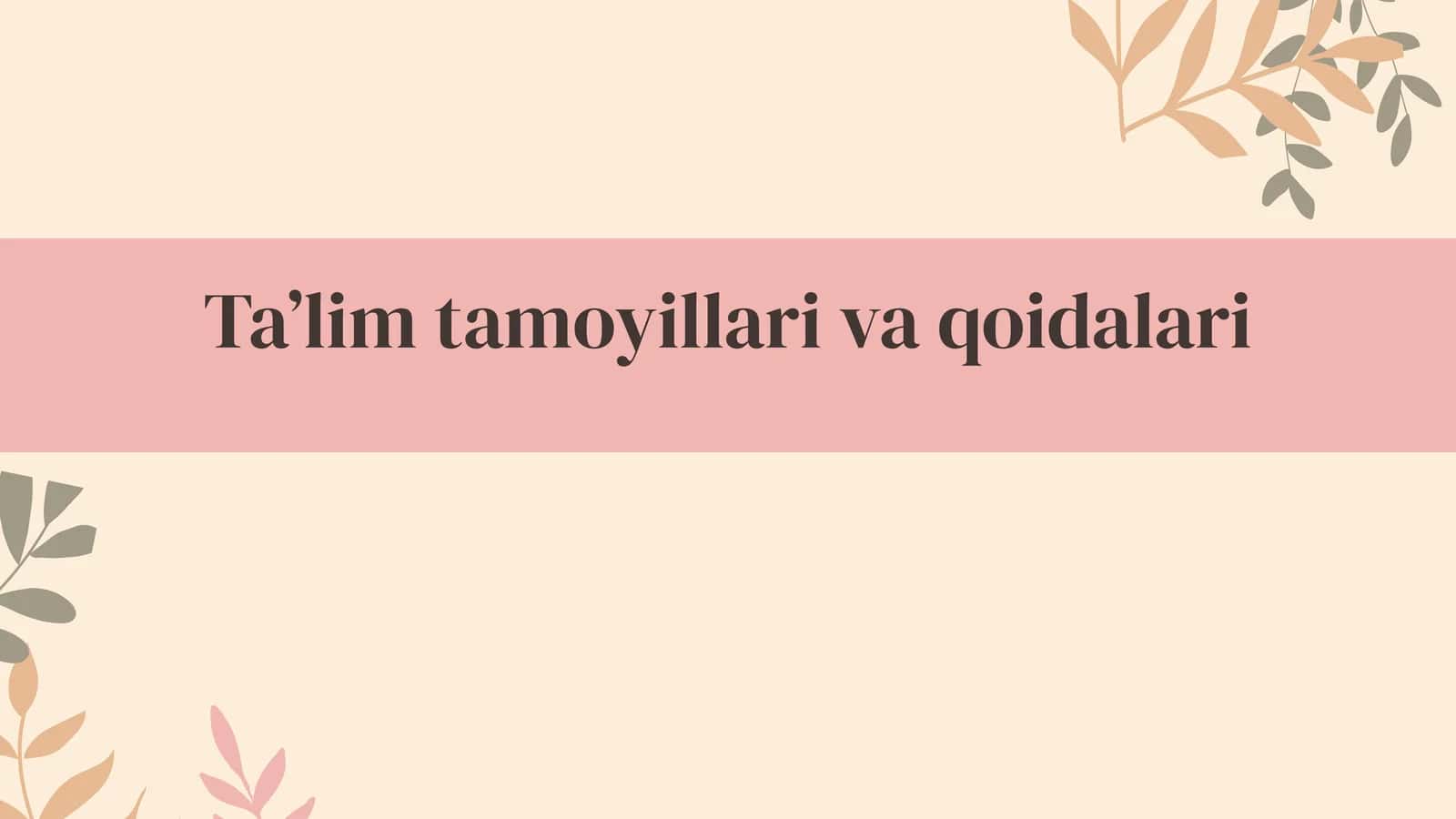 Ta’lim tamoyillari va qoidalari 1