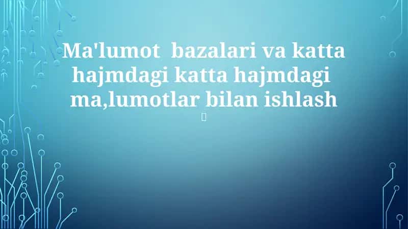Katta Ma'lumotlarni ETL qilish 1