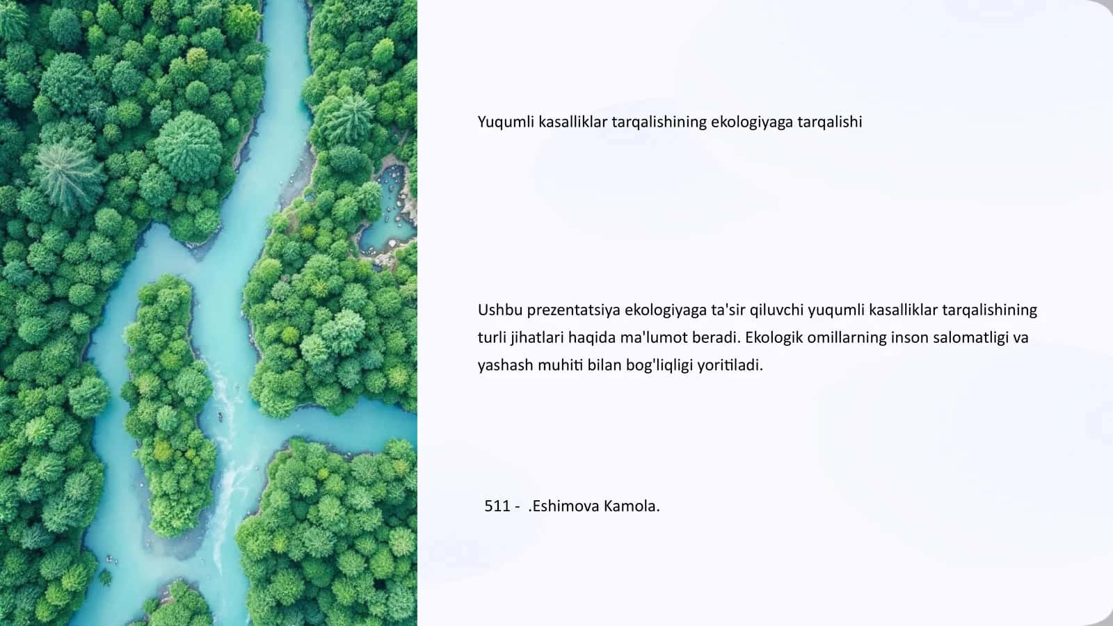Yuqumli kasalliklar tarqalishining ekologiyaga tarqalishi 1