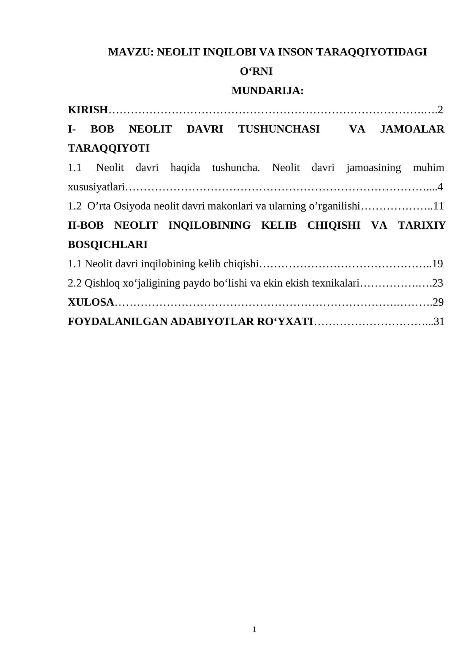 NEOLIT INQILOBI VA INSON TARAQQIYOTIDAGI O‘RNI 1