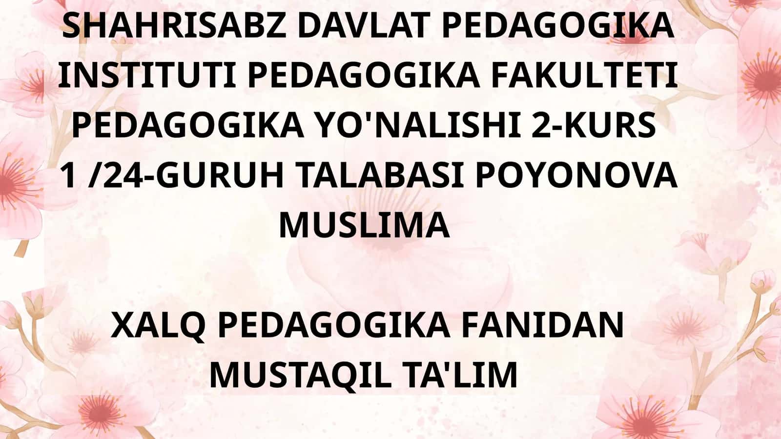 Xalq amaliy san'ati va hunarmanchilikning ta'limiy va tarbiyaviy ahamiyati 1