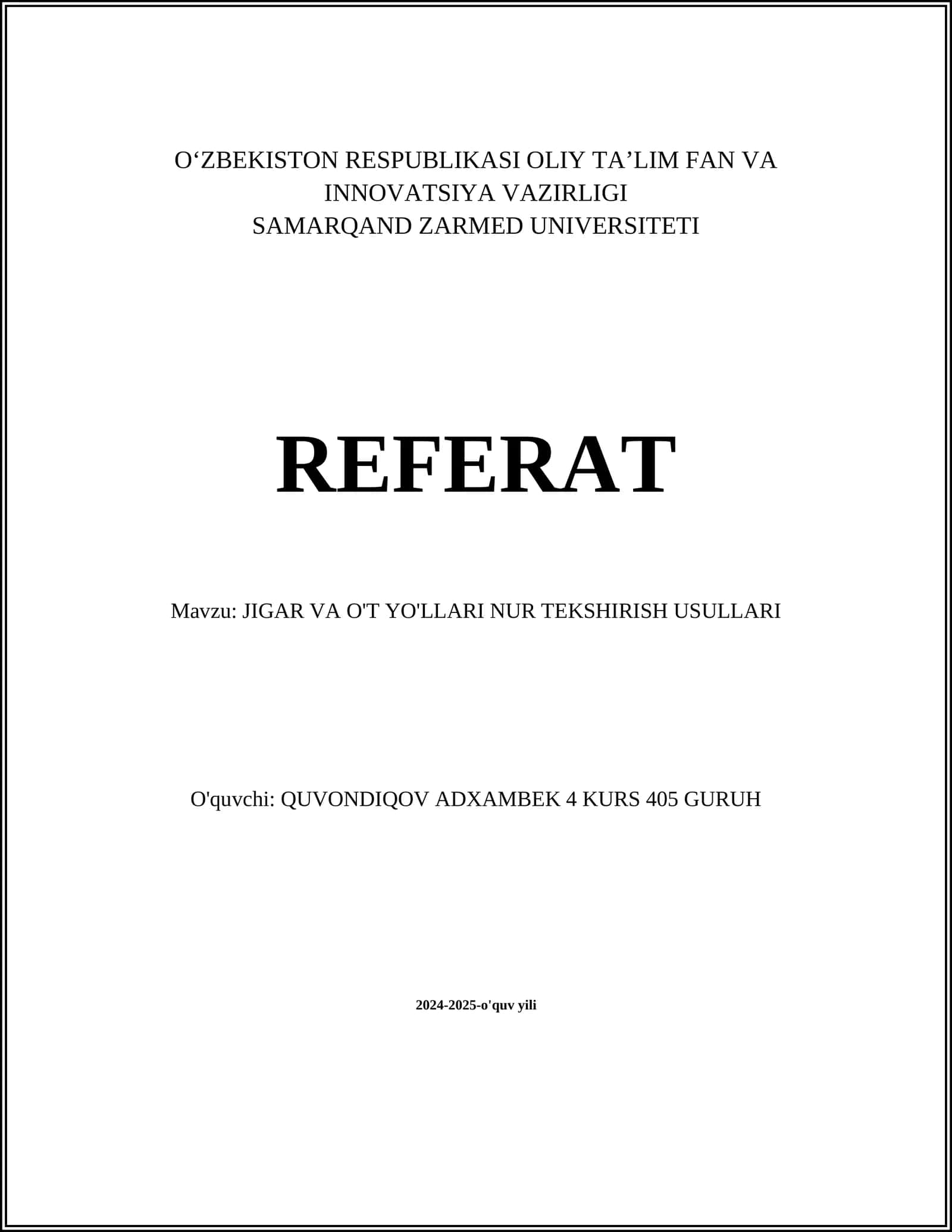 JIGAR VA O'T YO'LLARI NUR TEKSHIRISH USULLARI 1