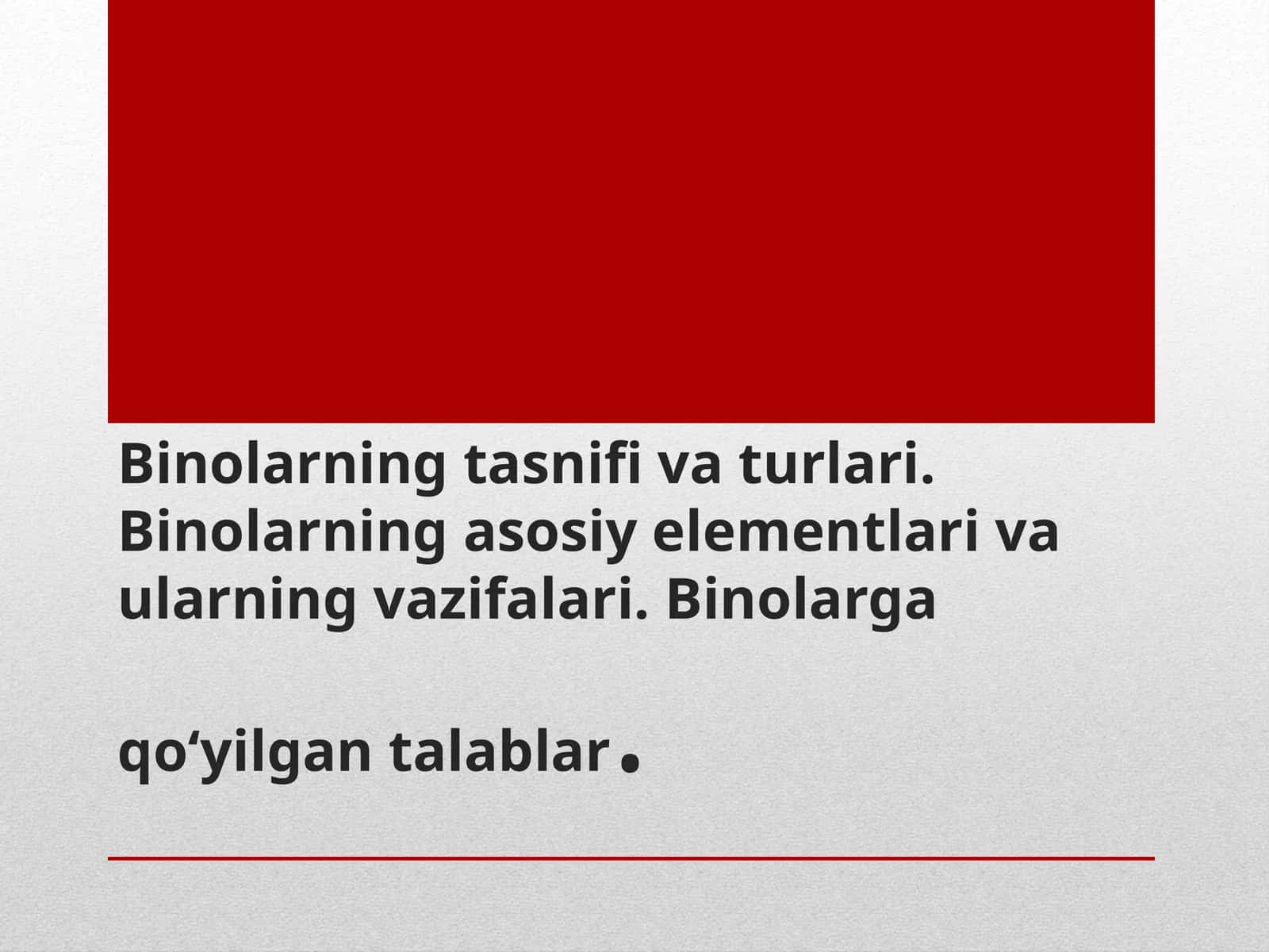 Binolarning tasnifivaturlari 1
