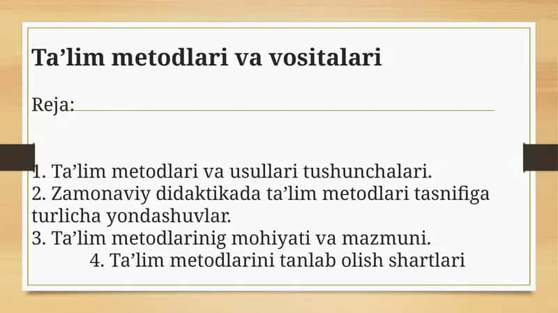 Ta’lim metodlari va vositalari 1