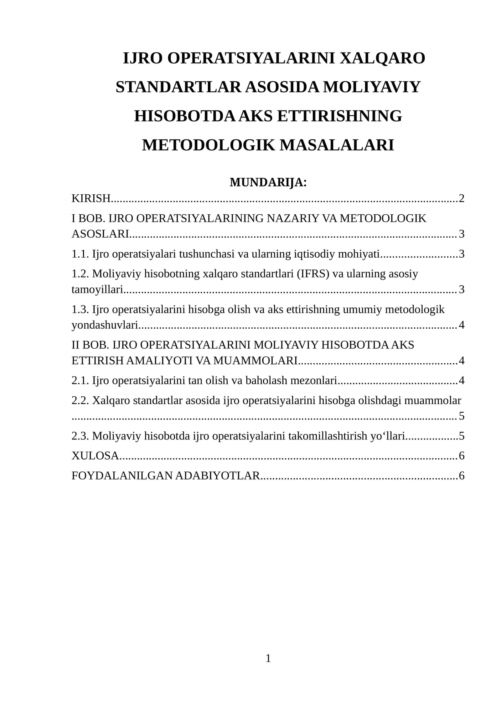 IJRO OPERATSIYALARINI XALQARO STANDARTLAR ASOSIDA MOLIYAVIY HISOBOTDA AKS ETTIRISHNING METODOLOGIK MASALALARI 1