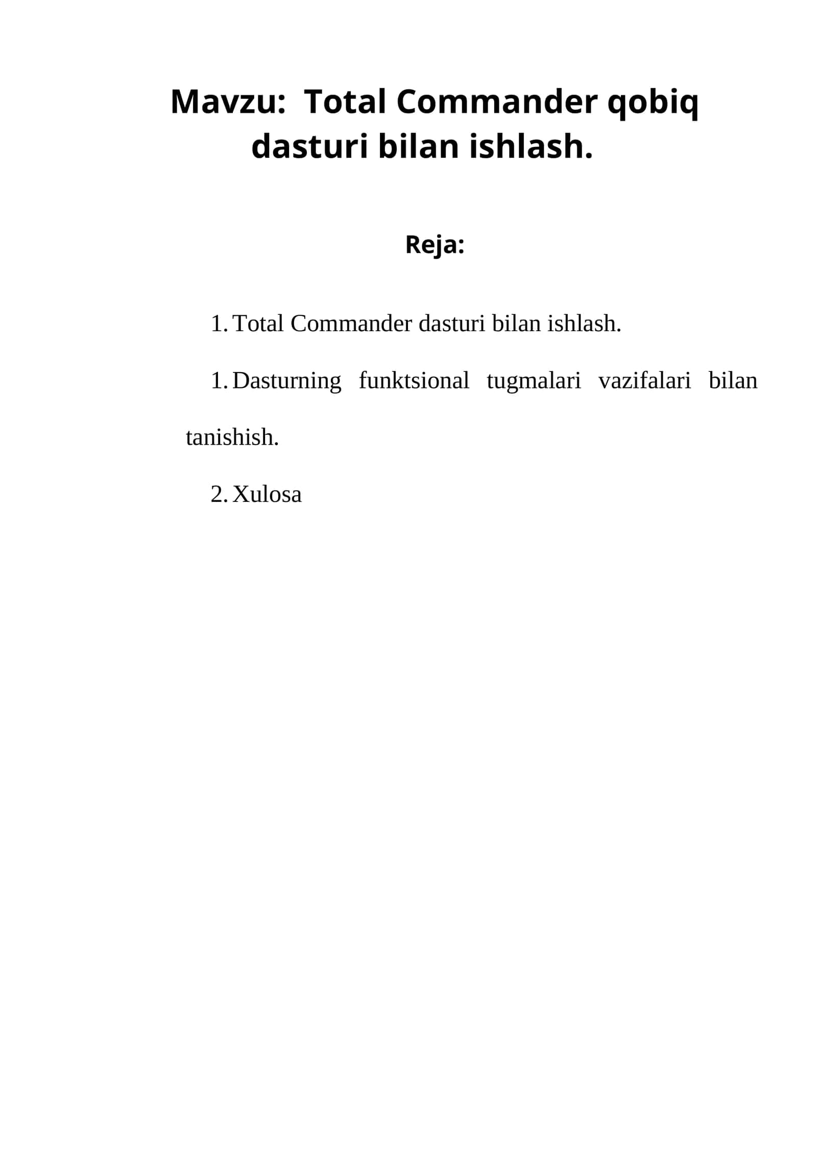 Total Commander qobiq dasturi bilan ishlash 1