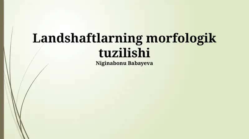 Landshaftlarning morfologik tuzilishi 1