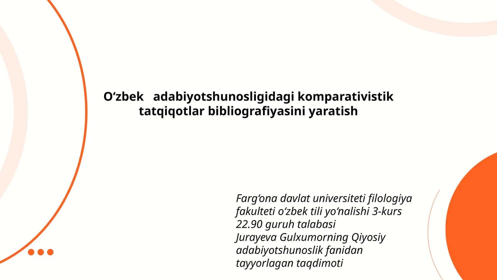 O'zbek adabiyotshunosligidagi komparativistik tatqiqotlar bibliografiyasini yaratish 1