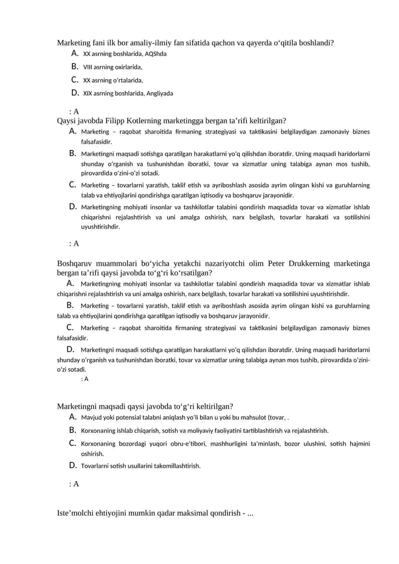 Marketing fani ilk bor amaliy-ilmiy fan sifatida qachon va qayerda o‘qitila boshlandi? 1