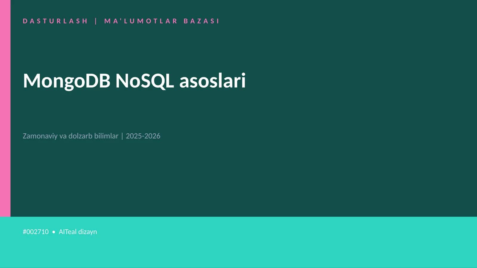 MongoDB NoSQL asoslari 1