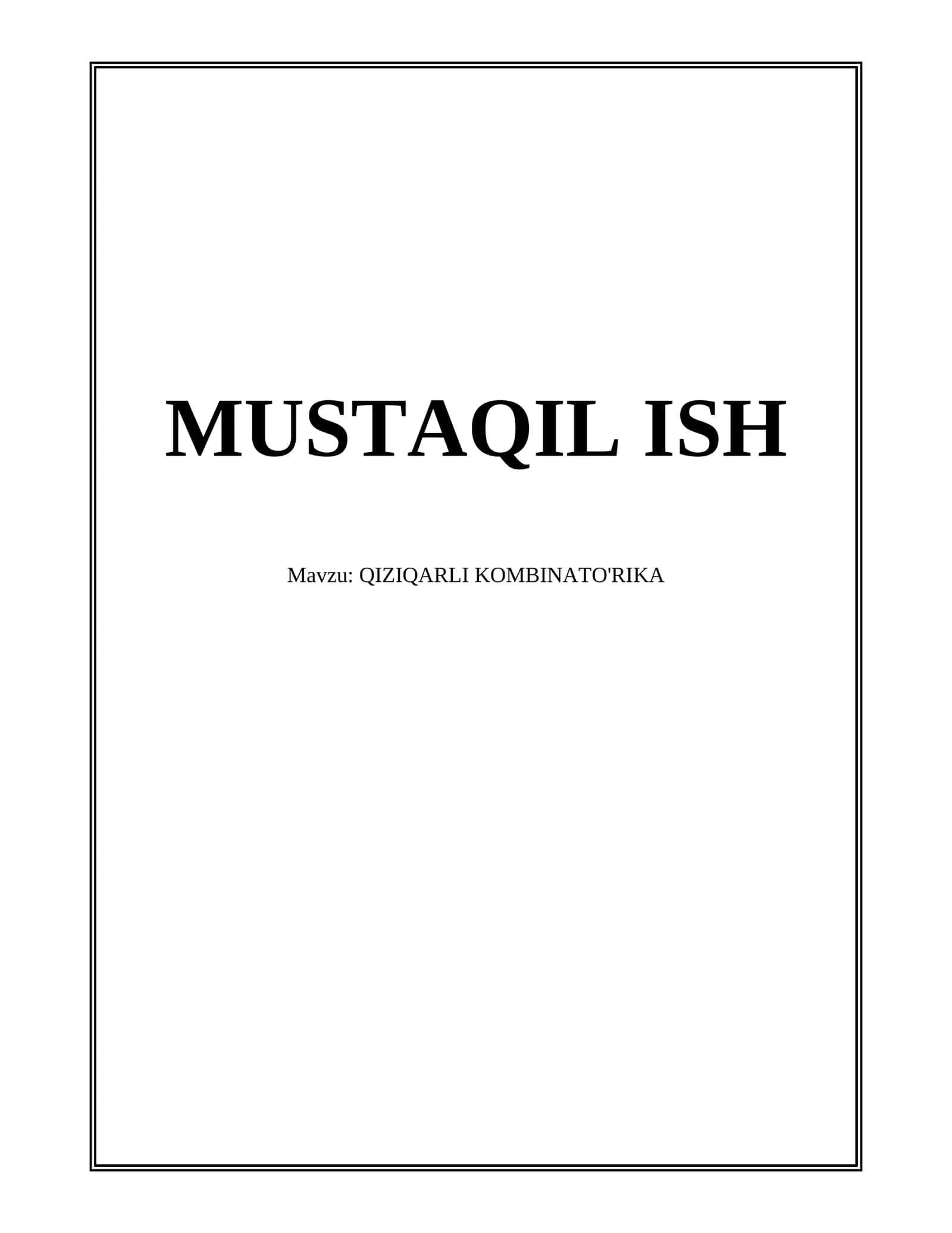 QIZIQARLI KOMBINATO'RIKA 1
