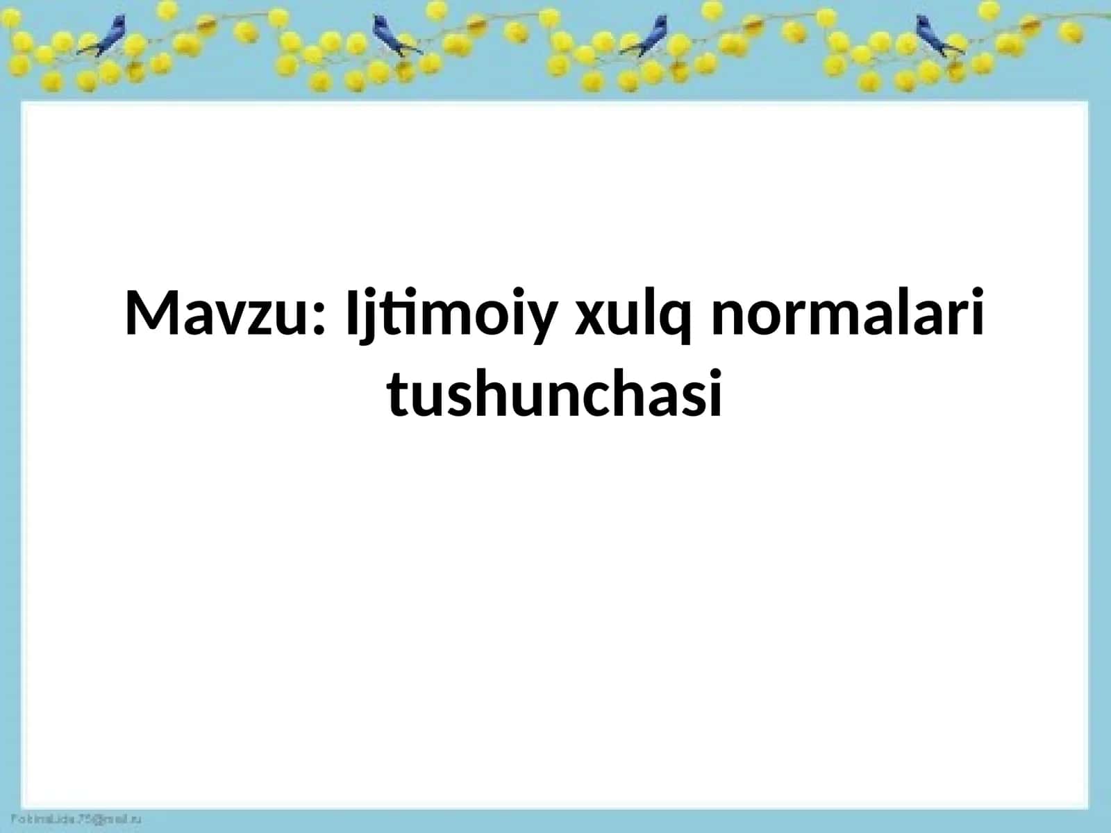 Ijtimoiy xulq normalari tushunchasi 1