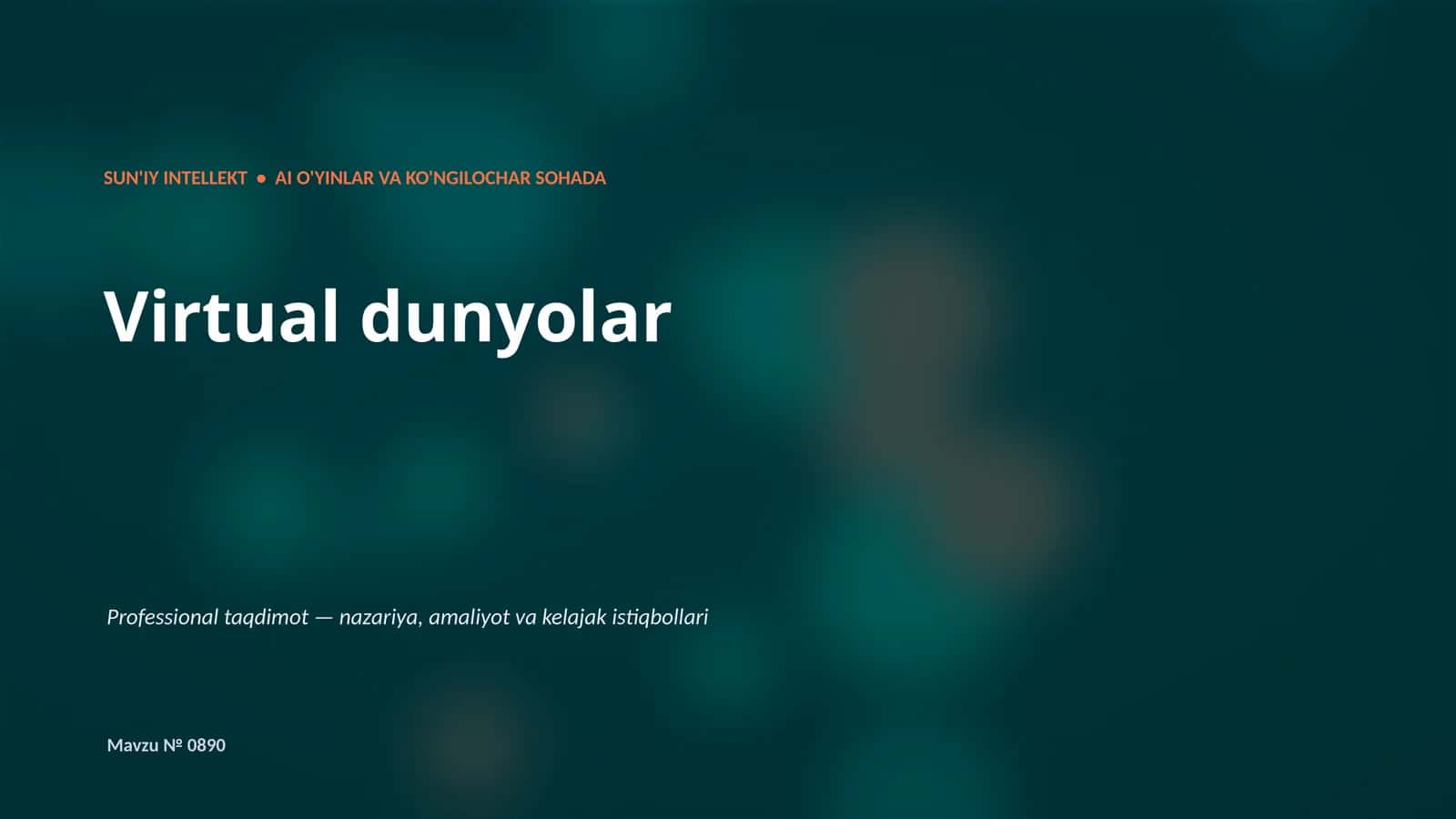 SUN'IY INTELLEKT • AI O'YINLAR VA KO'NGILOCHAR SOHADA 1