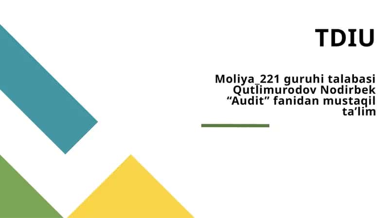 Auditorlik faoliyatining huquqiy asoslari 1