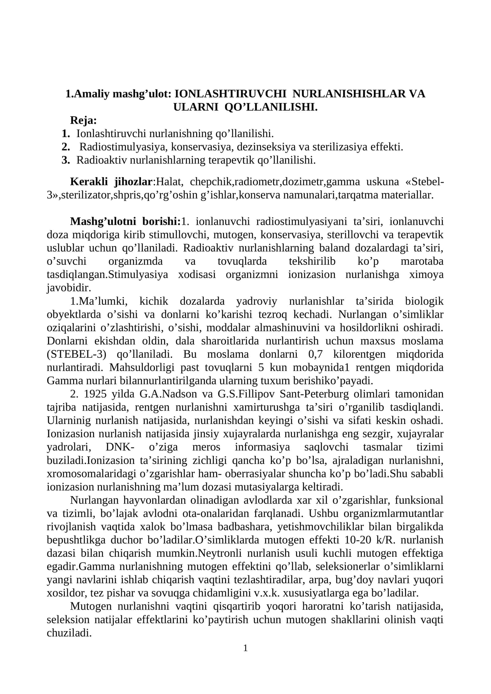 IONLASHTIRUVCHI NURLANISHISHLAR VA ULARNI QO’LLANILISHI 1