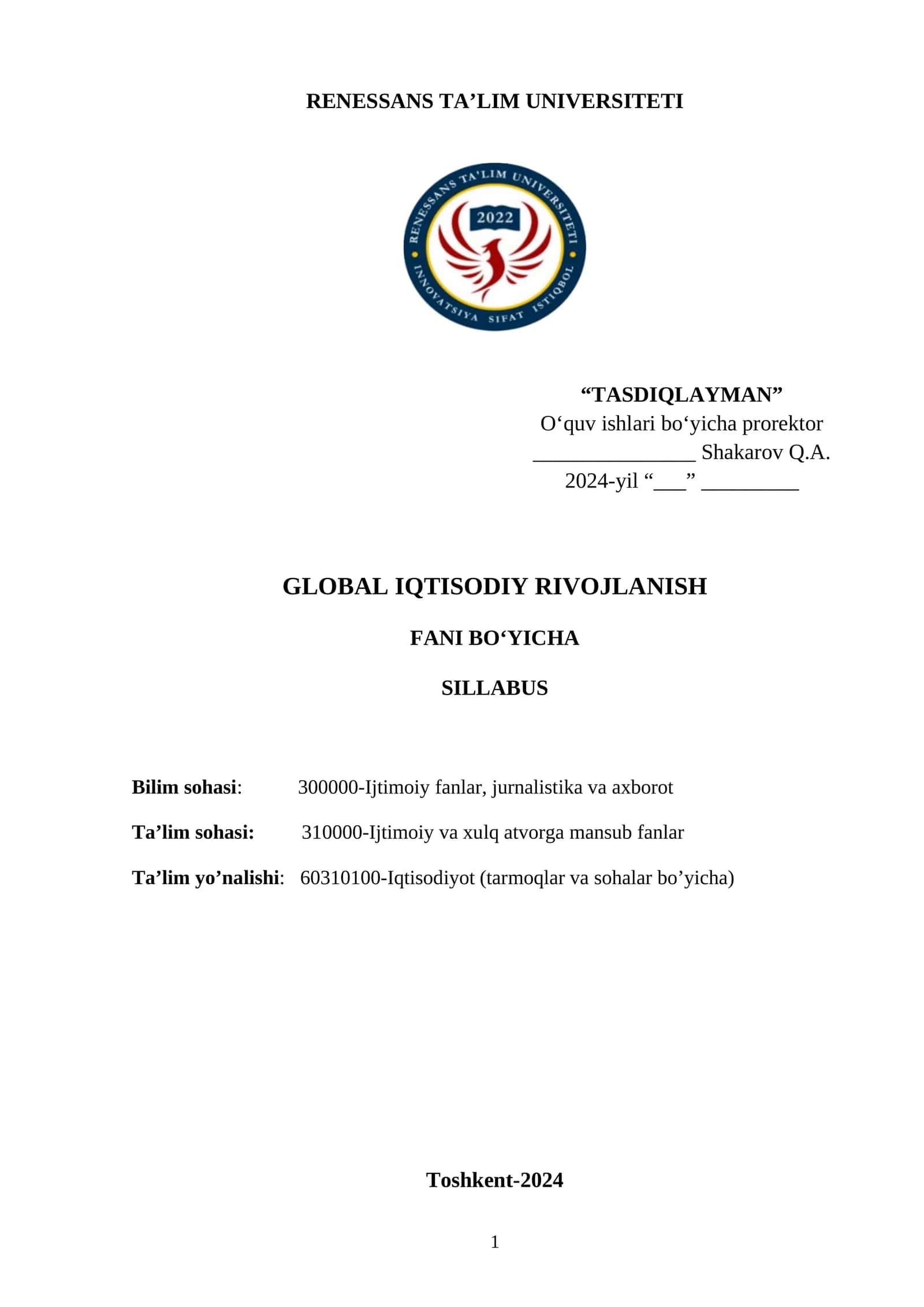Global iqtisodiy rivojlanish 1