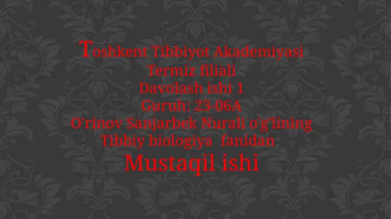 A`zolari sistemasi ontogenzi: teri, skelet, nerv sistemasi, qon aylanish, endokrin tizimi, ayiruv sistemasi 1